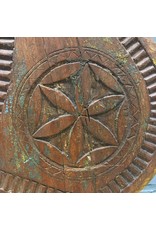 Rustic Carved Wood on Metal Stand