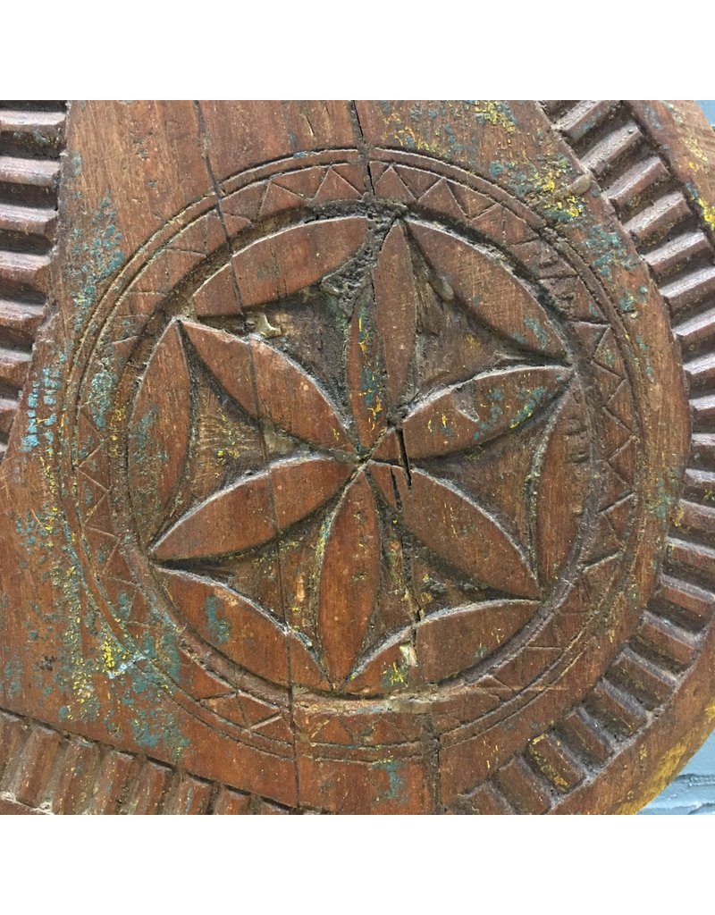 Rustic Carved Wood on Metal Stand