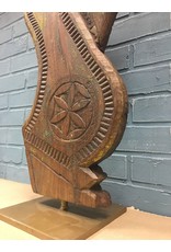 Rustic Carved Wood on Metal Stand