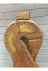 Rustic Carved Wood on Metal Stand