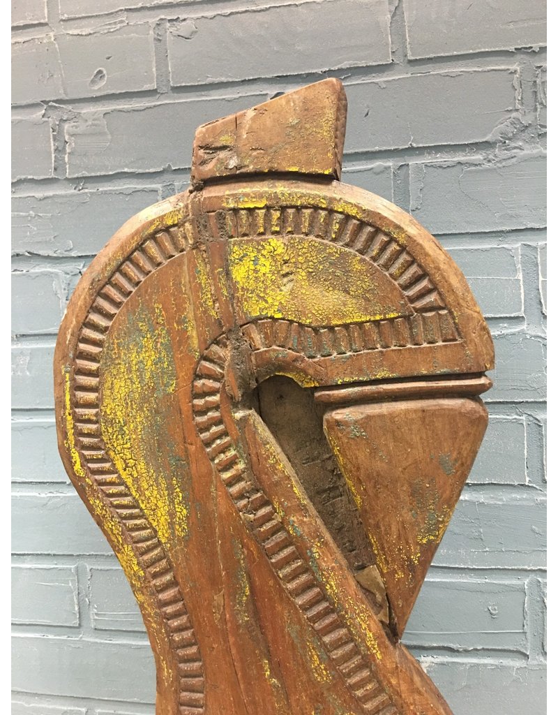 Rustic Carved Wood on Metal Stand