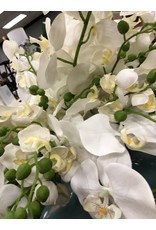 Large Blue and Brown Floor Vase w Orchids