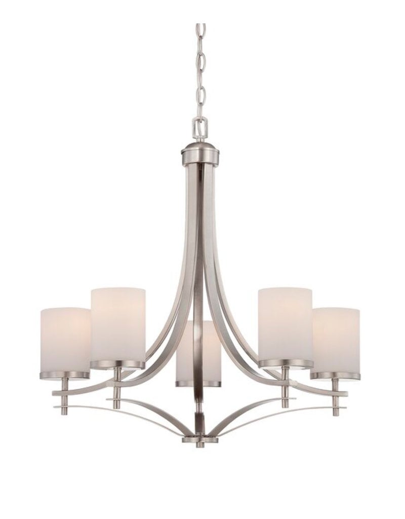 Andover Mills Agnes 5-Light Shaded Chandelier - Satin Nickle
