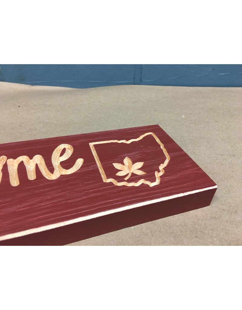 Red Engraved Home Ohio Sign