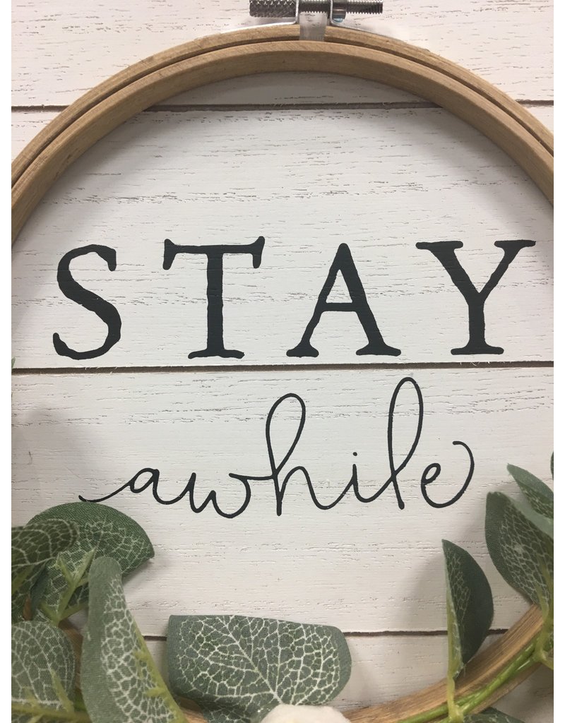 Stay Awhile Floral Framed Sign