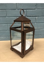 Three Posts Contemporary Iron Lantern - Bronze