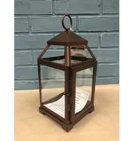 Three Posts Contemporary Iron Lantern - Bronze