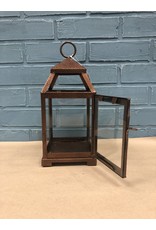 Three Posts Contemporary Iron Lantern - Bronze