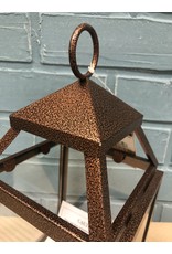 Three Posts Contemporary Iron Lantern - Bronze
