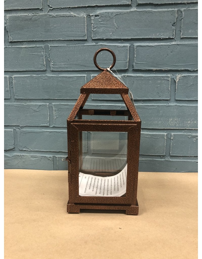 Three Posts Contemporary Iron Lantern - Bronze