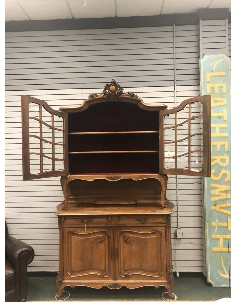 Antique European Step Back China Cabinet Heirloom Home