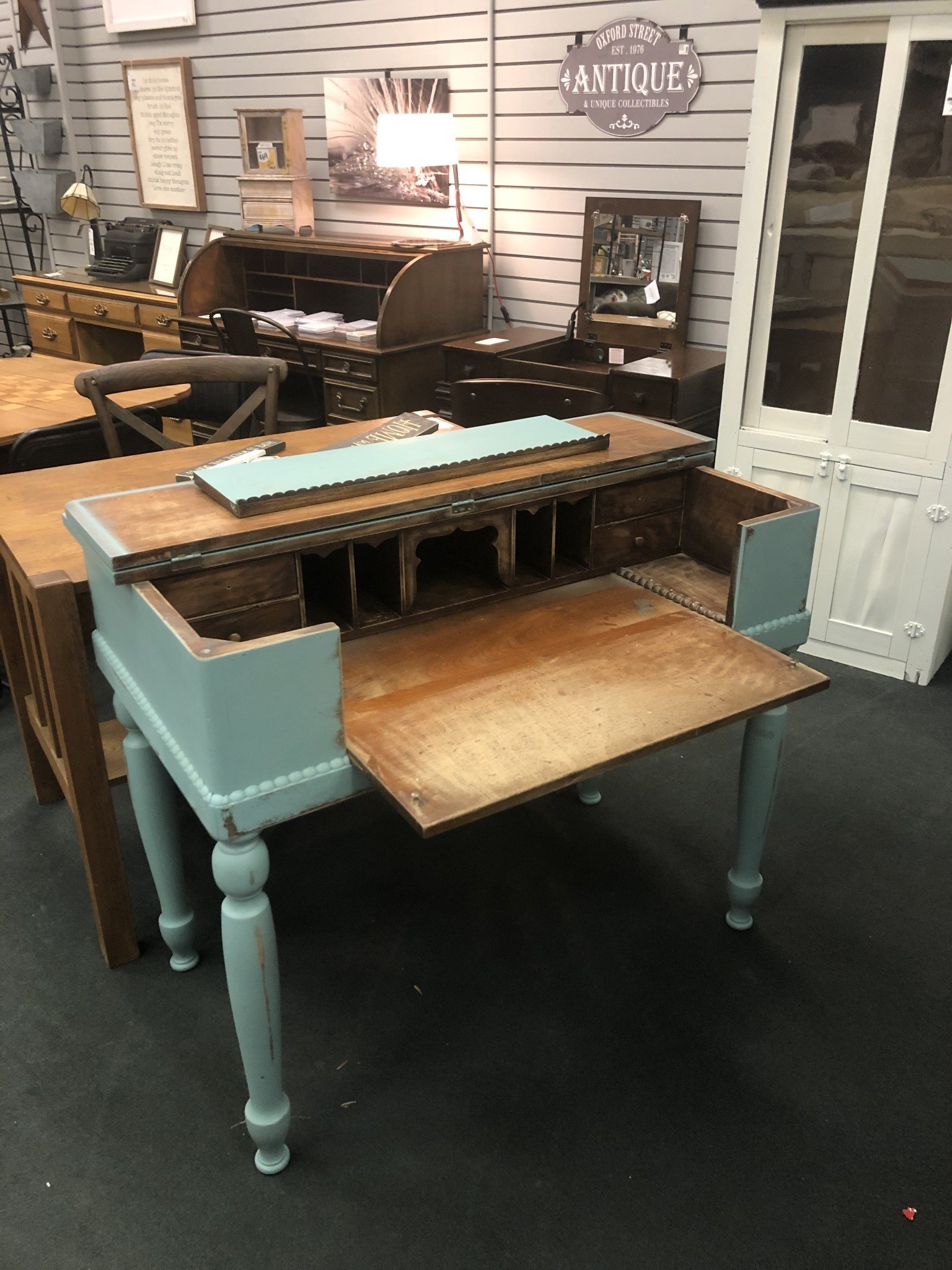 Blue Spinet Desk Heirloom Home