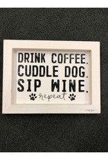 Coffee, Dog, and Wine Framed Sign
