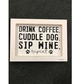 Coffee, Dog, and Wine Framed Sign