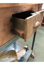Blue and Wood Industrial Cart