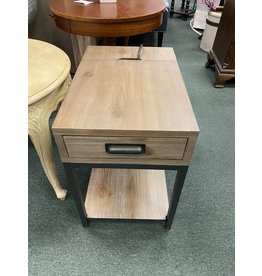 Gray Driftwood Media Side Table