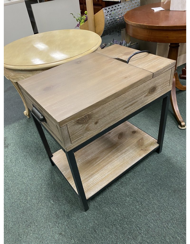Gray Driftwood Media Side Table