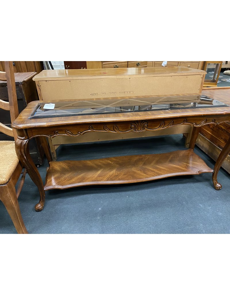 French Style Sofa Table w/ Glass Top