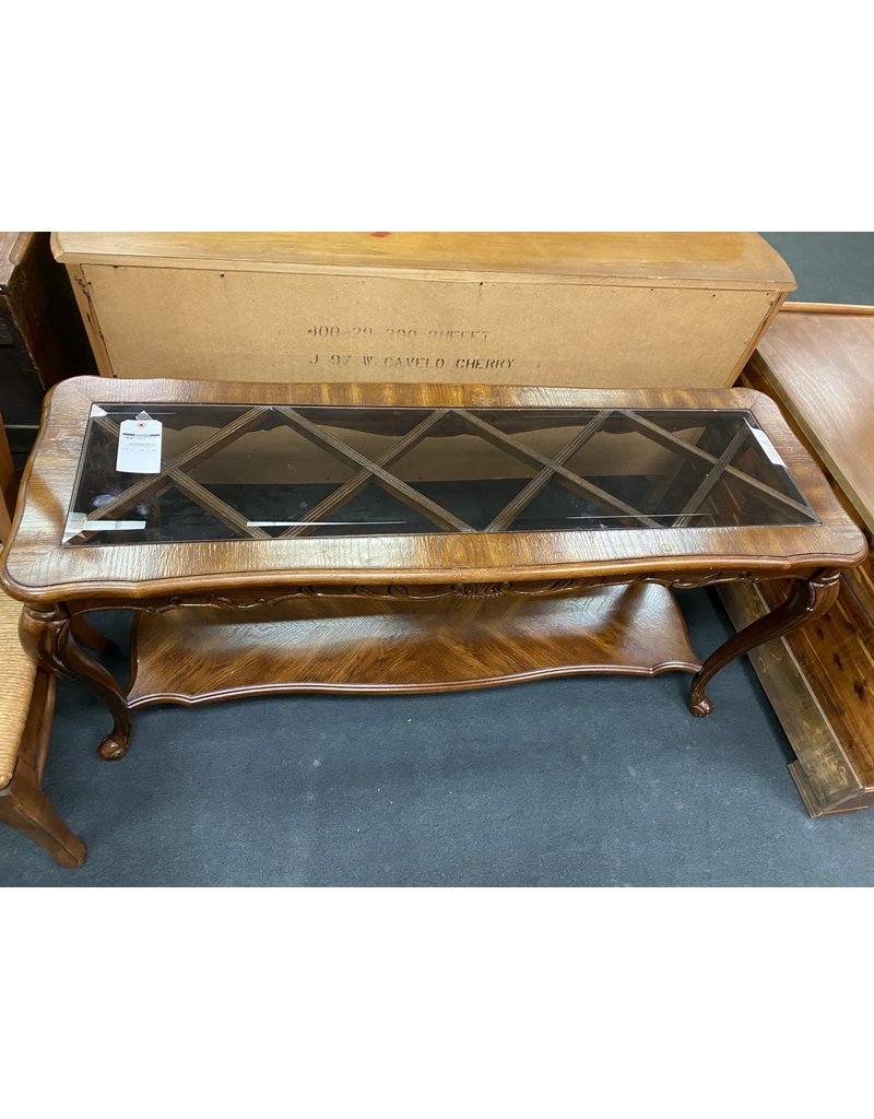 French Style Sofa Table w/ Glass Top