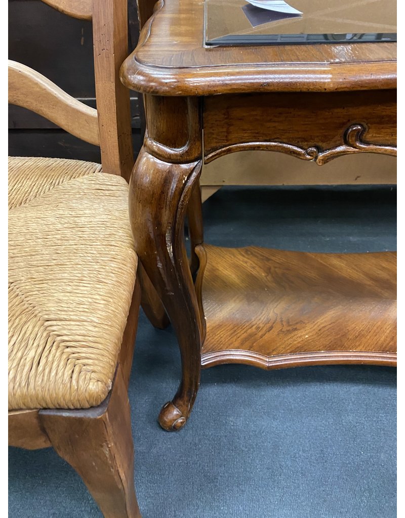 French Style Sofa Table w/ Glass Top