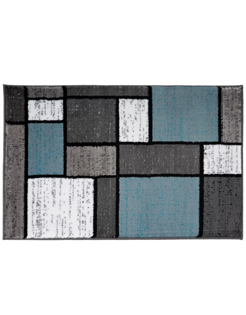 Barroso Geometric Blue/Gray/White Area Rug