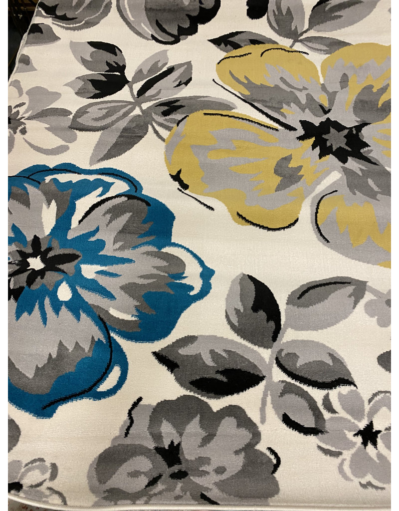 Regner Floral Cream/Gray/Blue Area Rug