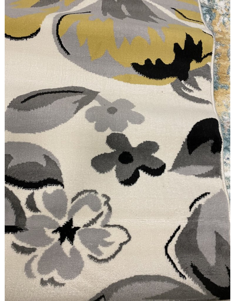 Regner Floral Cream/Gray/Blue Area Rug