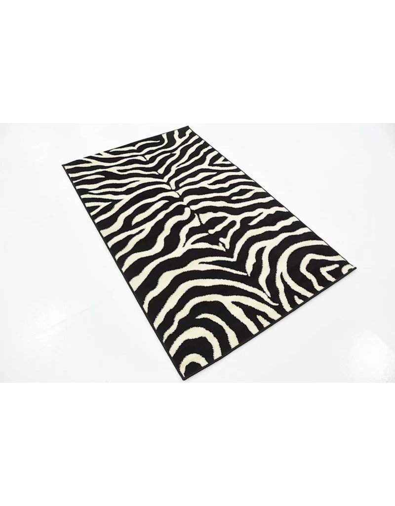 Subramanya Animal Print Handmade Tufted Black Area Rug