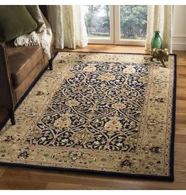 Evie Oriental Handmade Tufted Wool Blue/Gold Area Rug