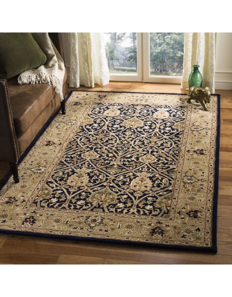 Evie Oriental Handmade Tufted Wool Blue/Gold Area Rug