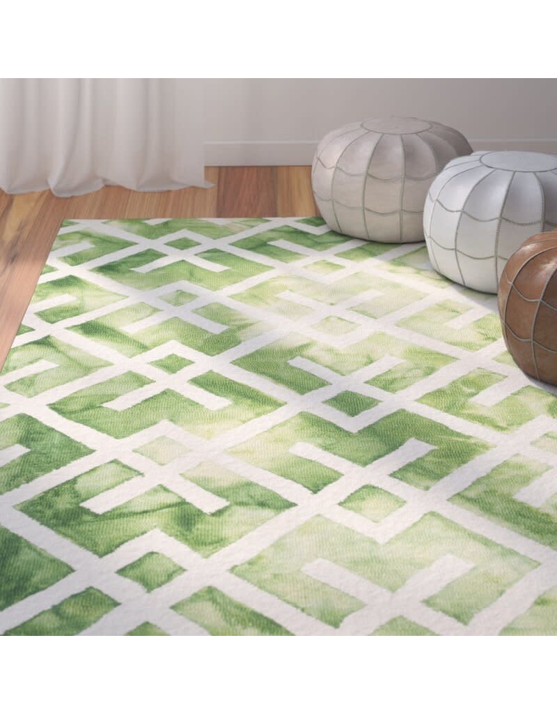 Jawhar Handwoven Cotton/Wool Green/Ivory Area Rug