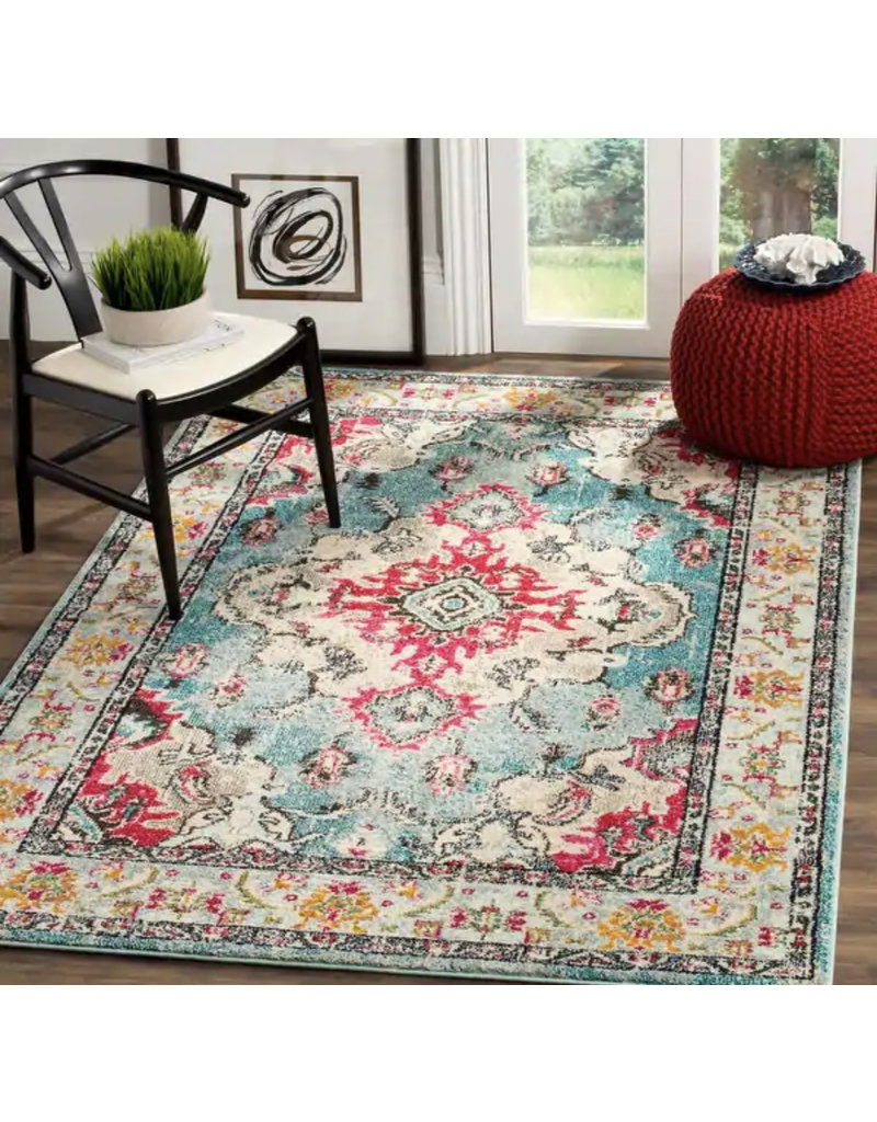 Lennert Light Blue/Fuchsia Area Rug
