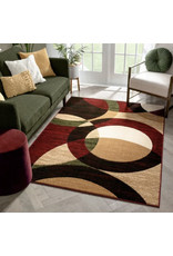 Chelsi Geometric Red/Beige Area Rug