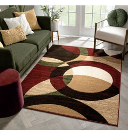 Chelsi Geometric Red/Beige Area Rug