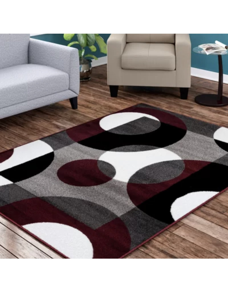 Toomsboro Geometric Burgundy Area Rug