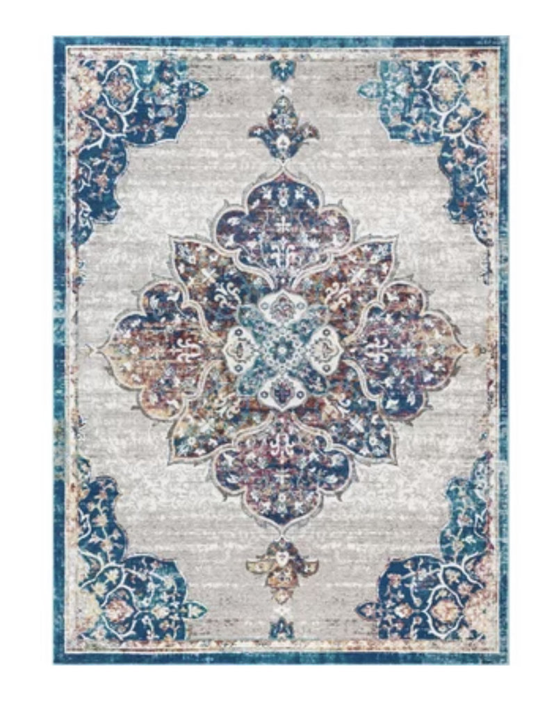 Bleecker Street Aidan Bohemian Vintage Floral Medallion Gray/Blue Area Rug