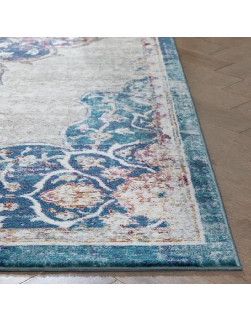 Bleecker Street Aidan Bohemian Vintage Floral Medallion Gray/Blue Area Rug