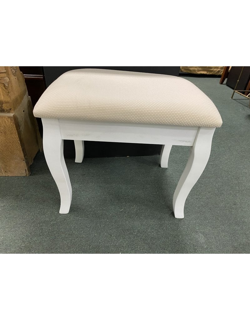 White Upholstered Vanity Stool