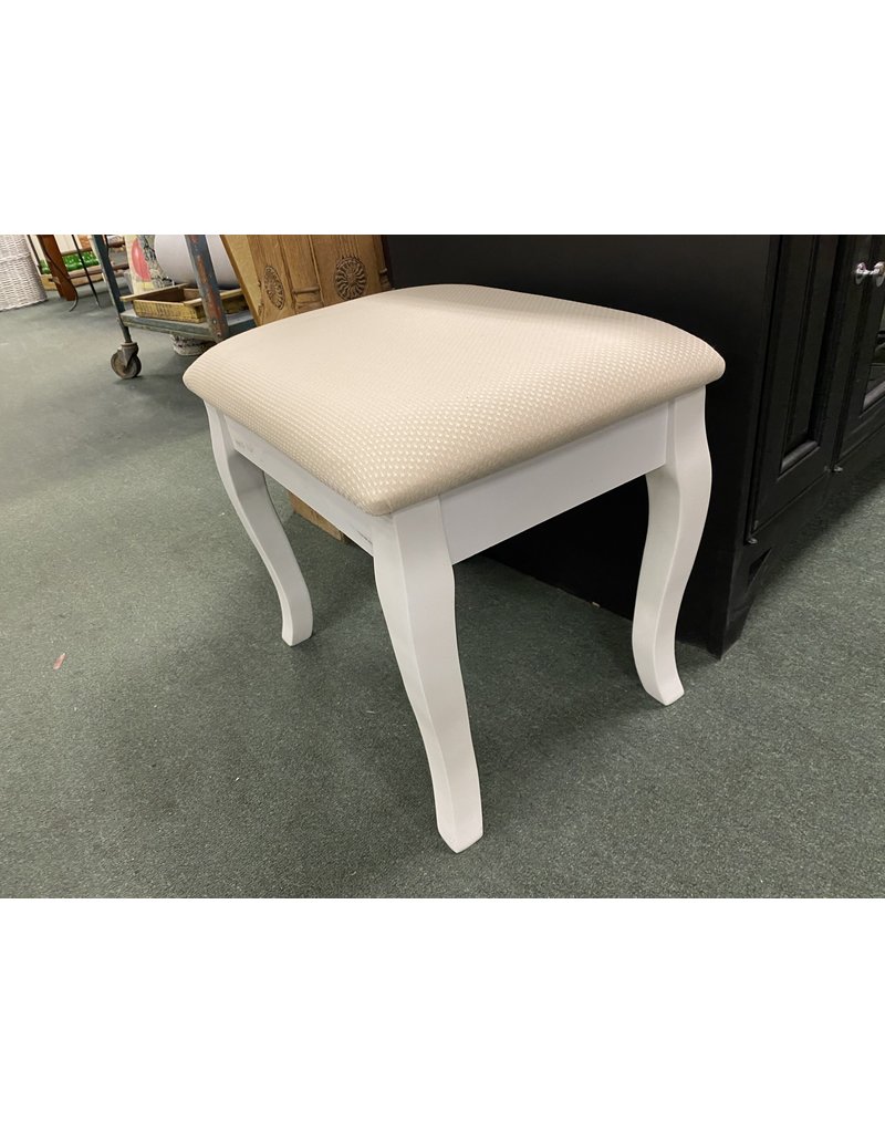 White Upholstered Vanity Stool