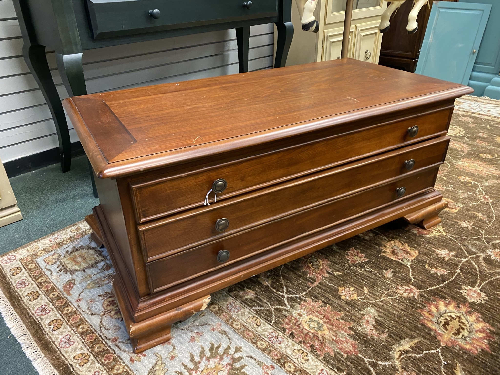 Dark Wood Coffee Table w/ Drawers Heirloom Home