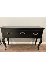 Black Queen Anne Sofa Table w Drawers