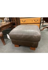 Small Gray Leather Ottoman