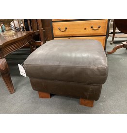 Small Gray Leather Ottoman