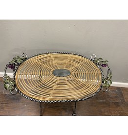 Grape Themed Metal Wine Stand w/ Glass Top