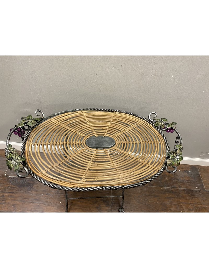 Grape Themed Metal Wine Stand w/ Glass Top