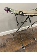Grape Themed Metal Wine Stand w/ Glass Top