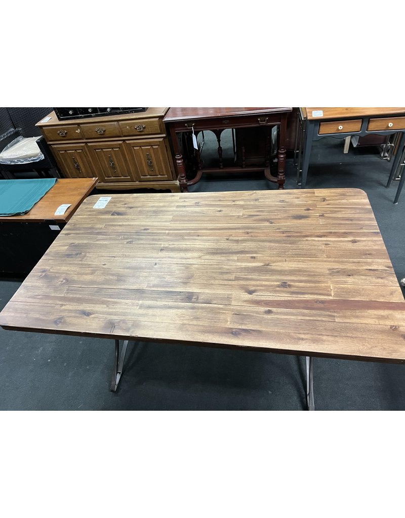 Rustic Wood and Metal Dining Table