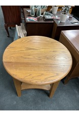 Small Round Solid Oak Side Table