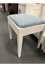 White Sewing Stool w/ Teal Upholstered Seat