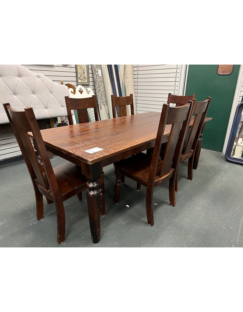 Rustic Dark Wood Table and 6 Chairs